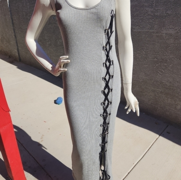 COPY - French Connection  Ribbed Lace Up Side Dress‎ - Picture 6 of 9